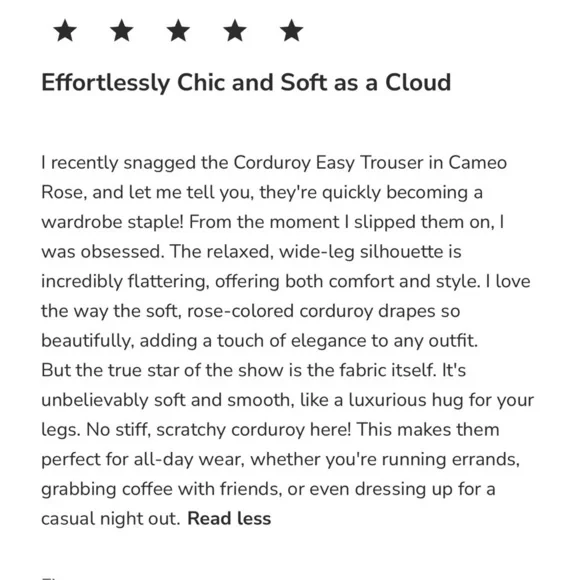 NWT 7 For All Mankind CORDUROY EASY TROUSER IN CAMEO ROSE, size 30, runs large - Picture 11 of 11